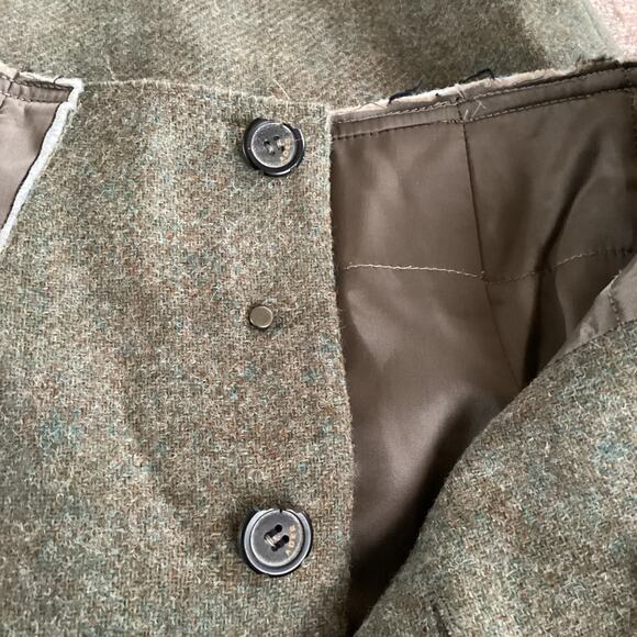 Ader Error Roxie Khaki Green Wool Deconstructed Button Front Midi Skirt S - Picture 11 of 12